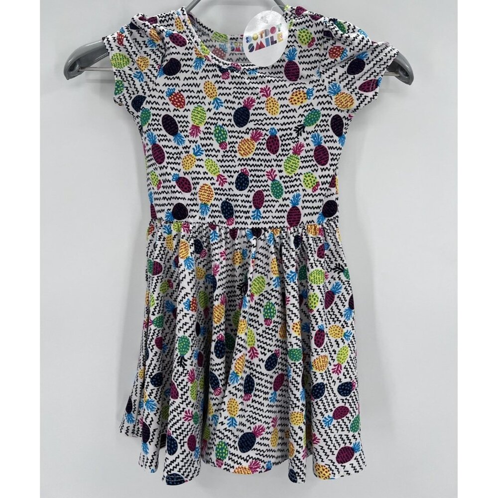 Dot Dot Smile Girl's Cap Sleeve Dress sz 2T Short Sleeve Pineapple Print Zig Zag